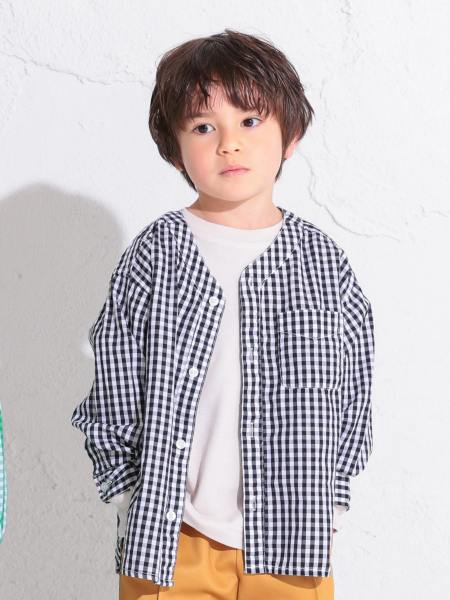 【U LAN】韓国 ギンガムチェック シャツ カーディガン ギンガムチェックシャツカーディガン | 子供服のオーシャン