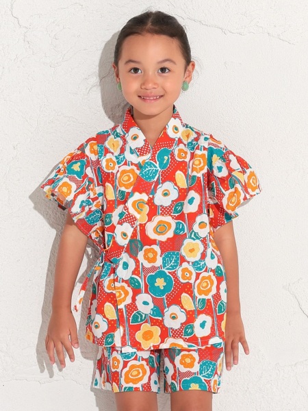 GIRL'Sﾌﾘﾙｽﾘｰﾌﾞ甚平ｽｰﾂ | 子供服のオーシャン＆グラウンド