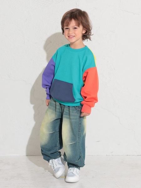 ﾀｯｸﾜｲﾄﾞﾃﾞﾆﾑﾊﾟﾝﾂ | 子供服のオーシャン＆グラウンド[ocean＆ground]公式オンラインサイト [Bebemax] 春夏天デニム【ワイドレッグジーンズ】 薄手テーパードパンツ 小柄女性向け ウエスト絞り設計 透け感なし 浅水色