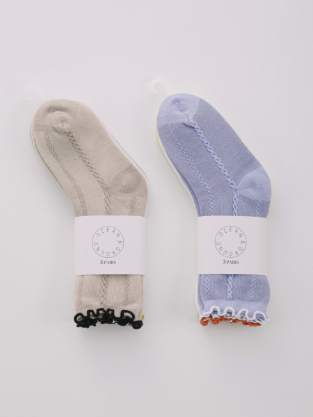 3PｽﾄﾗｲﾌﾟJQﾒﾛｳｸﾙｰｿｯｸｽSET | 子供服のオーシャン＆グラウンド