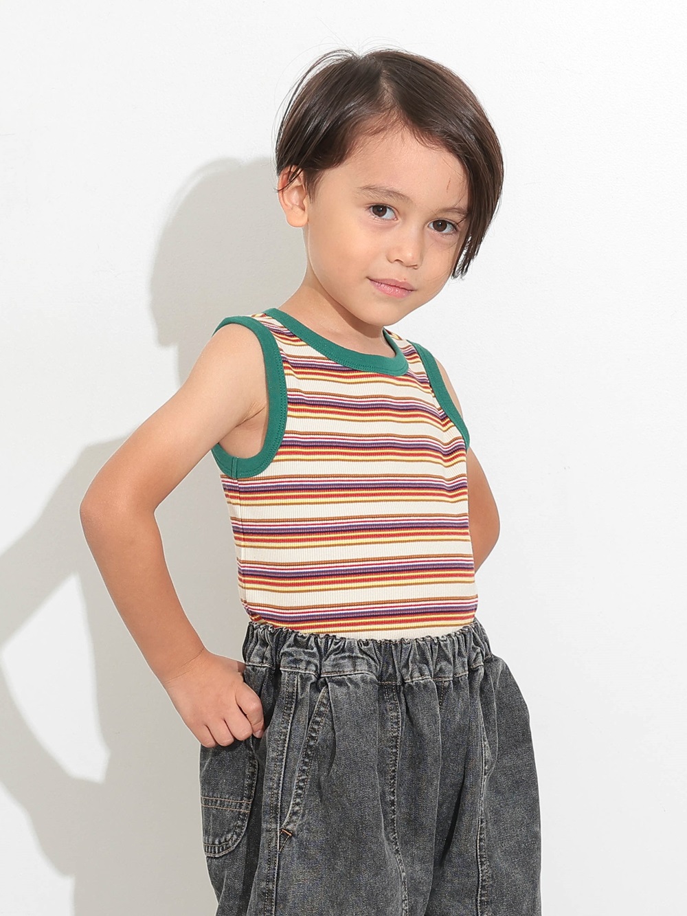 入荷now 安全 ﾎﾞｰﾀﾞｰﾀﾝｸﾄｯﾌﾟ | 子供服のオーシャン＆グラウンド[ocean＆ground トップス