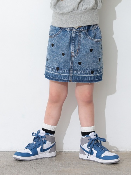 Jr.ﾊｰﾄ刺繍ﾃﾞﾆﾑﾐﾆｽｶｰﾄ | 子供服のオーシャン＆グラウンド