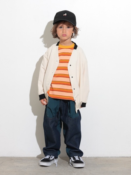 UNIVERSAL PRODUCTS - Multi Border L/S T-shirt Orange