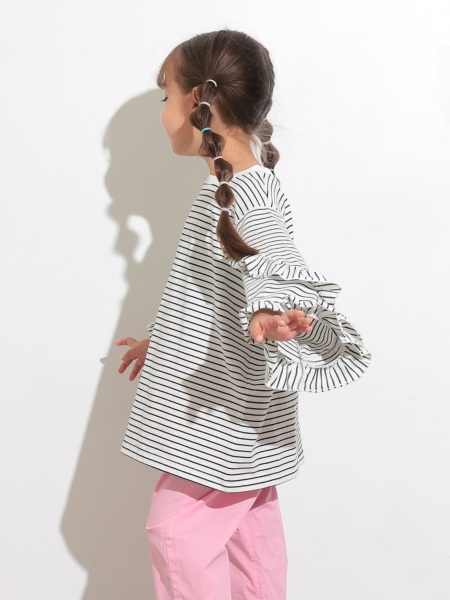 8分袖ﾌﾘﾙﾎﾞｰﾀﾞｰT | 子供服のオーシャン＆グラウンド
