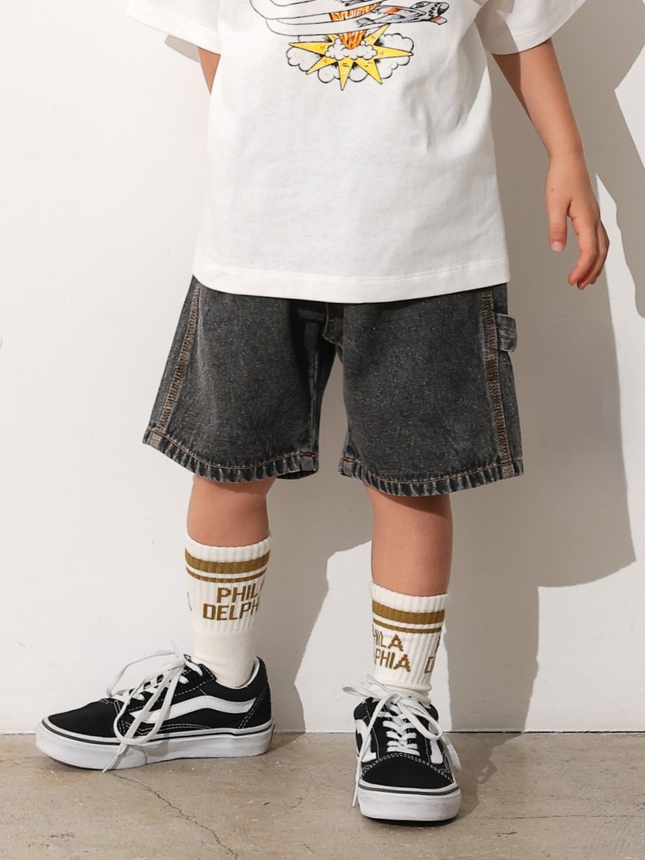 【希少】HUMANMADE デニムワークショーツ シンチバック　ヴィンテージ加工 HUMAN MADE 初期タグ デニムショーツ ペインター シンチバック M W34