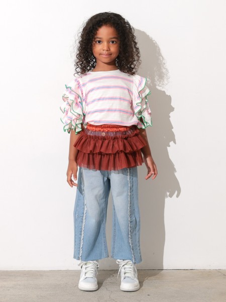 MONCLER SIMONE ROCHA パール　ロゴ　フリルスカート　ブルー ﾁｭｰﾙﾌﾘﾙ飾りｽｶｰﾄ | 子供服のオーシャン＆グラウンド[ocean＆ground