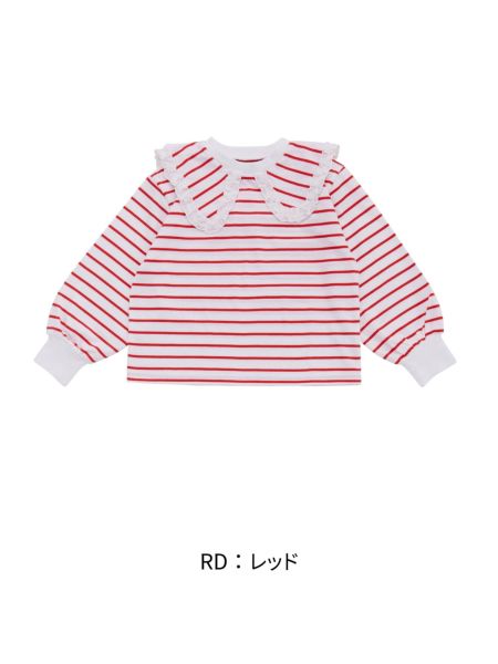 美品✨JIL SANDER +【M】セーラーカラー ボーダー トップス 長袖 JIL SANDER（ジルサンダー） トップス バッグロゴボーダー長袖Tシャツ