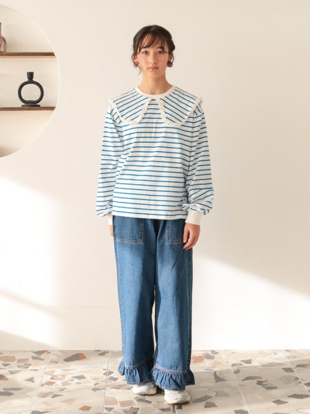 Jr.ｾｰﾗｰｶﾗｰﾎﾞｰﾀﾞｰﾛﾝT | 子供服のオーシャン＆グラウンド[ocean＆ground