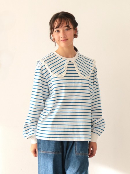 美品✨JIL SANDER +【M】セーラーカラー ボーダー トップス 長袖 Jr.ｾｰﾗｰｶﾗｰﾎﾞｰﾀﾞｰﾛﾝT | 子供服のオーシャン＆グラウンド[ocean＆ground